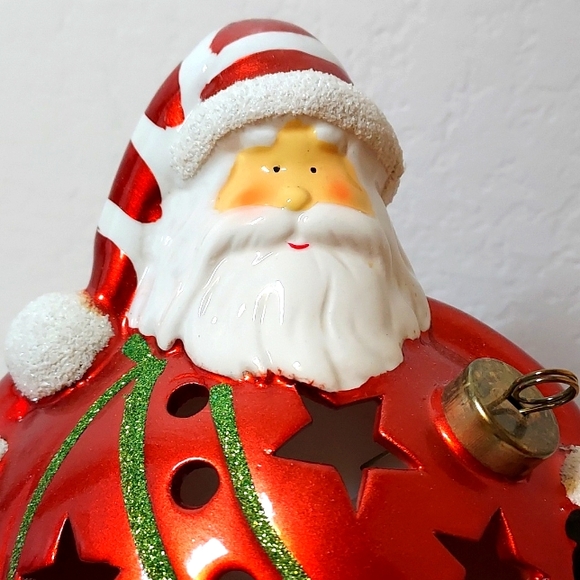 Christmas QVC Home Reflections Ceramic Santa Luminary Flameless LED Ornament - Picture 6 of 10